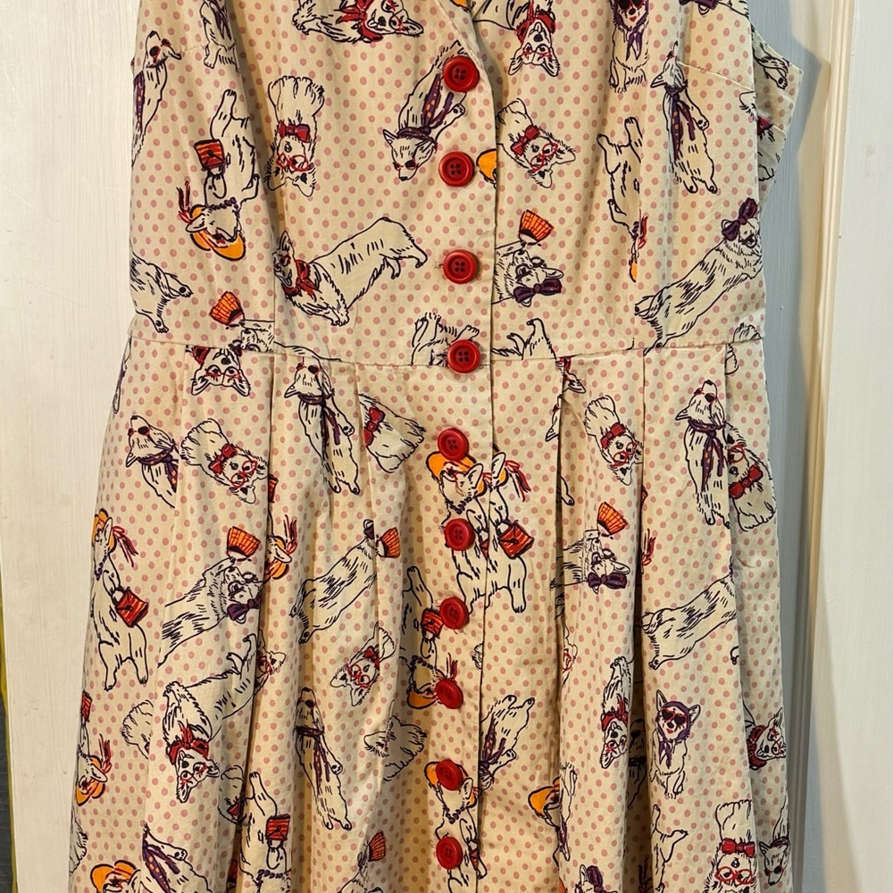 ModCloth corgi button down dress Large